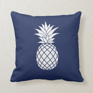 Coussin Ananas de luxe blanc sur bleu marine