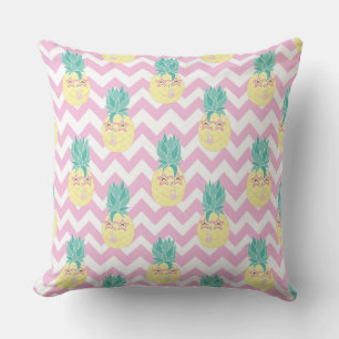 Coussin Ananas et Chevron rose
