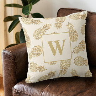 Coussin Ananas Monogram Gold sur ivoire
