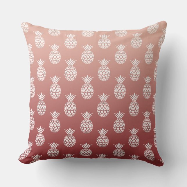 Coussin Ananas Tropical Blanc Rouge (Recto)