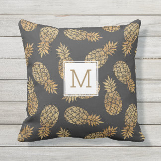 Coussin Ananas Tropical Gold Personnalisé Monogramme initi