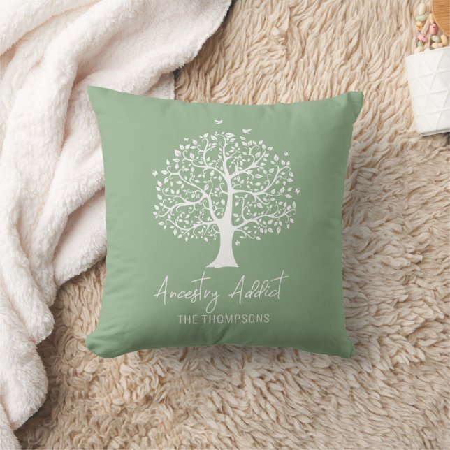 Coussin Ancestry Addict arbre de famille avec nom (Couverture)
