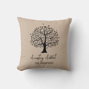 Coussin Ancestry Addict arbre de famille avec nom Jeter l'
