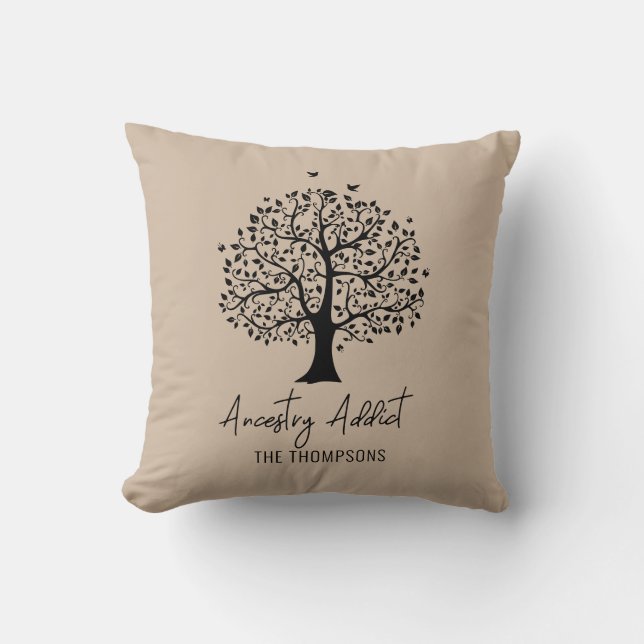 Coussin Ancestry Addict arbre de famille avec nom Jeter l' (Recto)