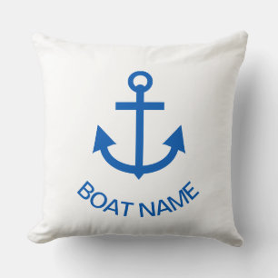 Coussin Anchor Blue Personnalisez le nom de votre bateau