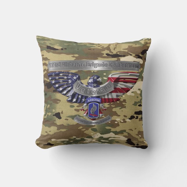 Coussin Ancien Aigle Américain "Fier D'Avoir Servi" (Recto)