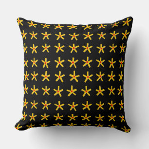 Coussin Ancien Motif égyptien de style étoile - Noir