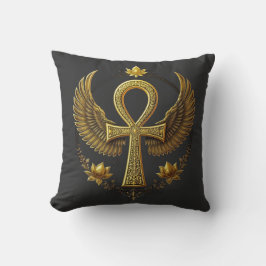 Coussin Ancienne Ankh Power Divine Gold Décor noir
