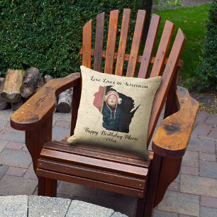 Coussin Ancienne Carte L'Amour Vit Dans L'État Du Wisconsi
