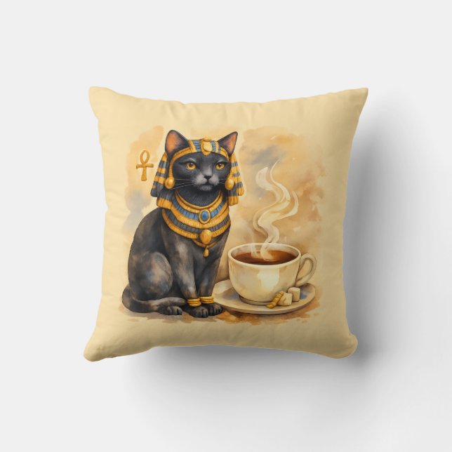 Coussin Ancient Egyptian Cat Bastet Inspired Decor (Verso)