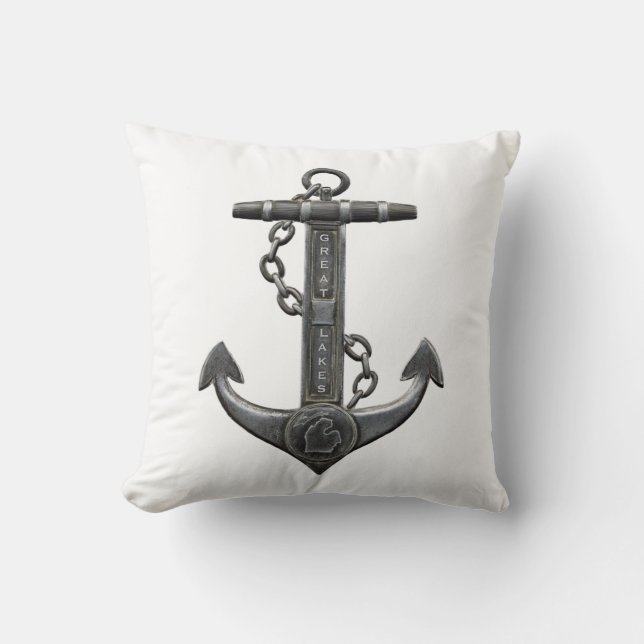 Coussin Ancrage nautique des Grands Lacs du Michigan (Recto)