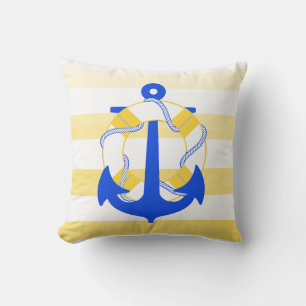 Coussin Ancrage PixDezines/nautique/océan/vague/aquarelle