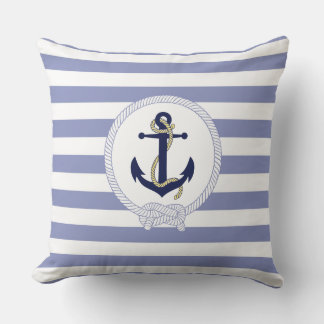 Coussin Ancrage/rayures nautiques/emblème d'ancre nautique