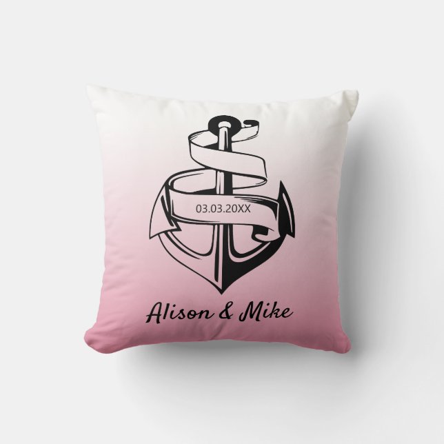 Coussin Ancre blanche et noire (Recto)