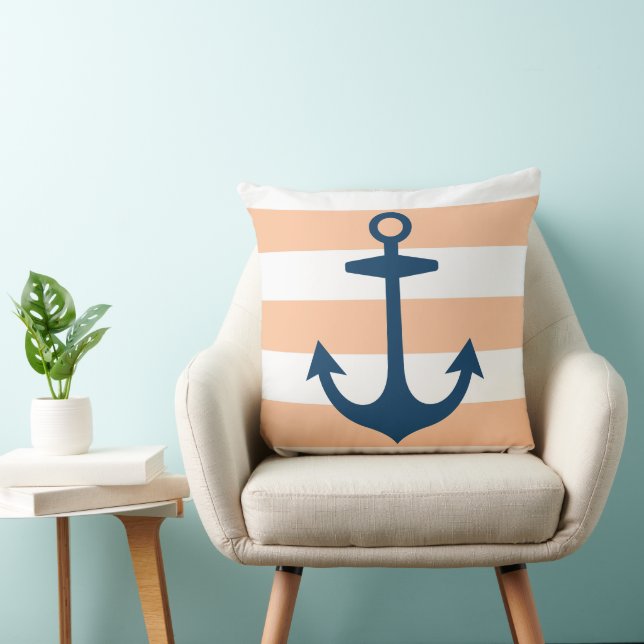 Coussin Ancre Bleue de la Marine Nautique avec pointes de  (Chaise)