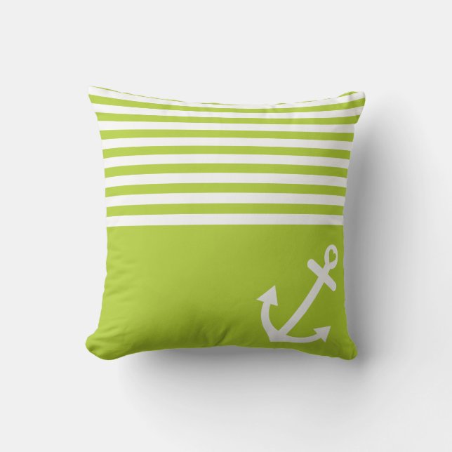 Coussin Ancre d'amour de vert de chaux nautique (Recto)