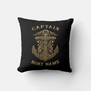 Coussin Ancre de nom de bateau de capitaine nautique perso