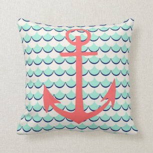 Coussin Ancre et vagues