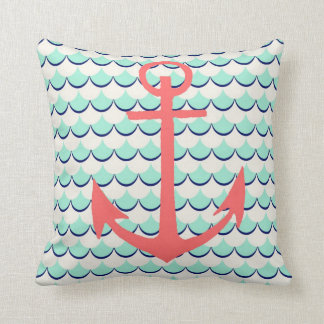 Coussin Ancre et vagues