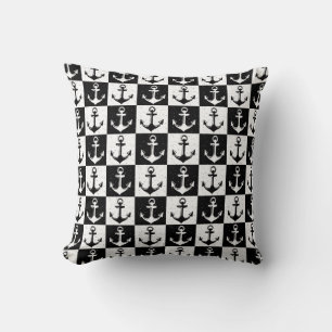 Coussin Ancre Motif de bloc noir blanc À damiers