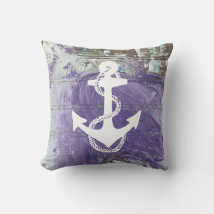 Coussin ANCRE nautique abstraite + ROPE à deux côtés  