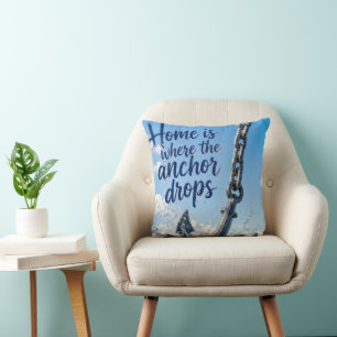 Coussin Ancre nautique avec citation inspirante pour la ma