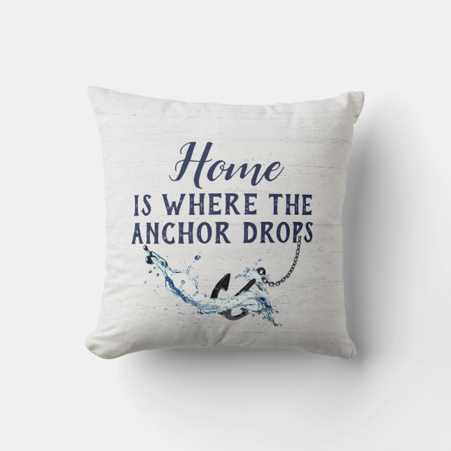 Coussin Ancre Nautique Avec Citation Sur Bois (Recto)
