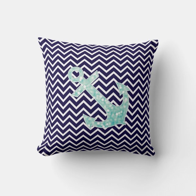 Coussin Ancre nautique d'étincelles de parties (Recto)