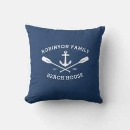 Coussin Ancre nautique Oars Nom de famille Beach Lake Hous