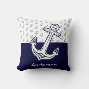 Coussin Ancre nautique personnalisée Salle de bain bleu ma
