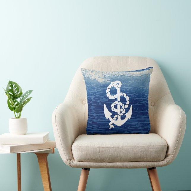 Coussin Ancre nautique personnalisée Vivre le rêve (Chaise)