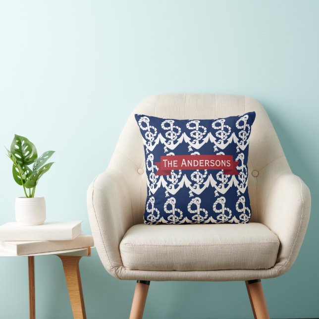 Coussin Ancre nautique personnalisée Vivre le rêve (Chaise)