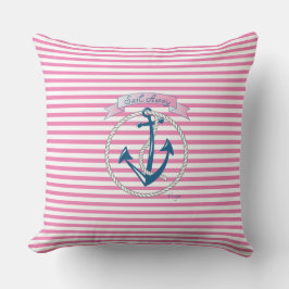 Coussin Ancre Nautique "Sail Away", Corde, Stripes