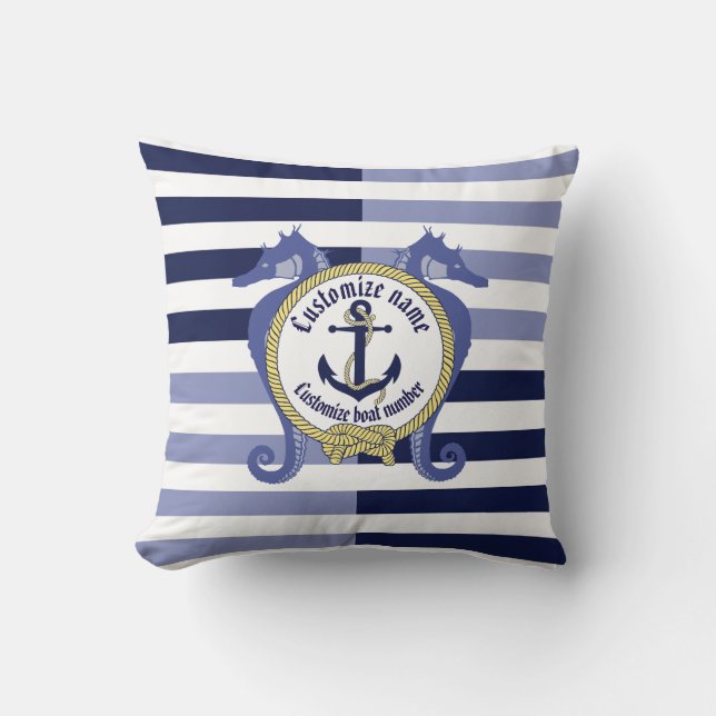 Coussin Ancre/noeud nautiques/nom (Recto)