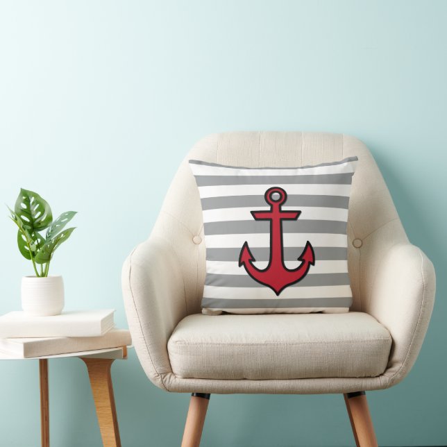 Coussin Ancre rouge, Ancre de bateau, Ancre de navire, Ray (Chaise)