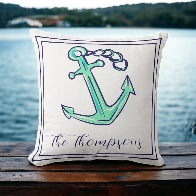 Coussin Ancre verte de la marine sur mesure Nautical Boat  (Créateur téléchargé)