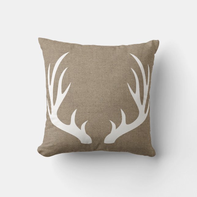 Coussin Andouillers de cerfs communs et copie blancs (Recto)