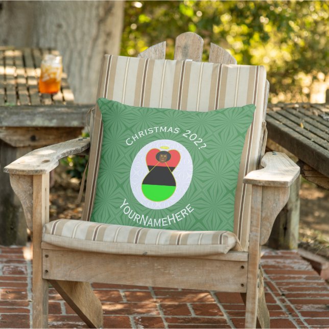 Coussin Ange de Noël africain-américain Drapeau personnali (Chaise)