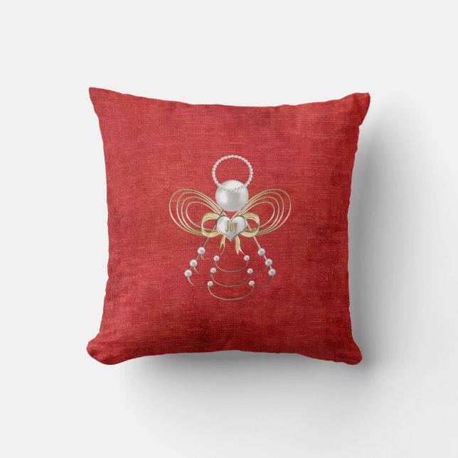 Coussin Ange de Noël de joie - rouge (Recto)
