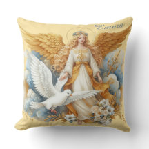 Ange gardien doré avec oiseau blanc
