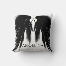Coussin ANGE NOIR AILES Monogramme