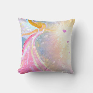 Coussin Ange Rose Bleu Coeur Bénédictions