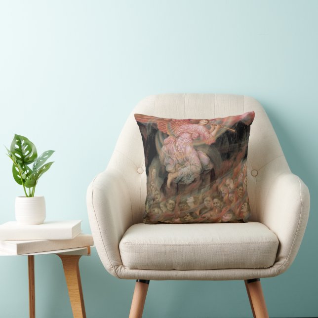 Coussin Ange sonnant de la trompette pour les âmes en enfe (Chaise)