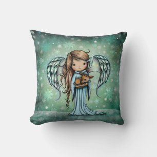 Coussin Ange tenant un faon illustration artistique