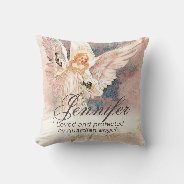 Coussin Angel Guardian Personnalisé Ajouter Nom Jeu Oreill (Recto)