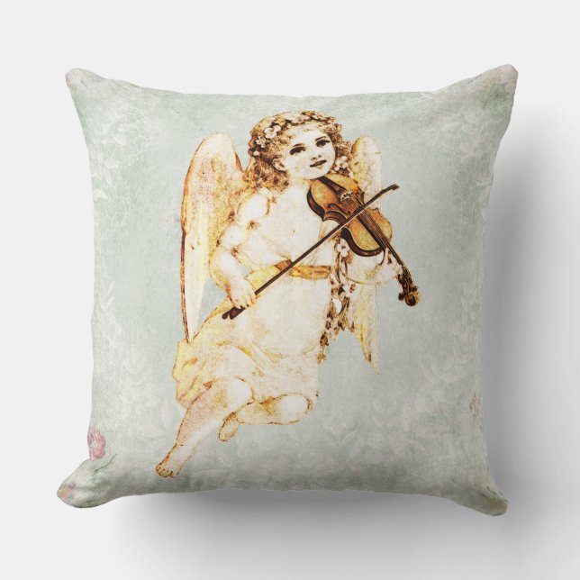 Coussin Angel Jouer un violon sur Arrière - plan papier Vi (Recto)