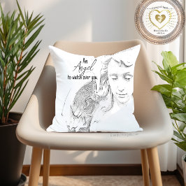 Coussin Angel pour vous surveiller Black White Wings Citat