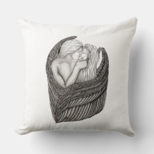 Coussin Angels Kissing, noir et blanc Design