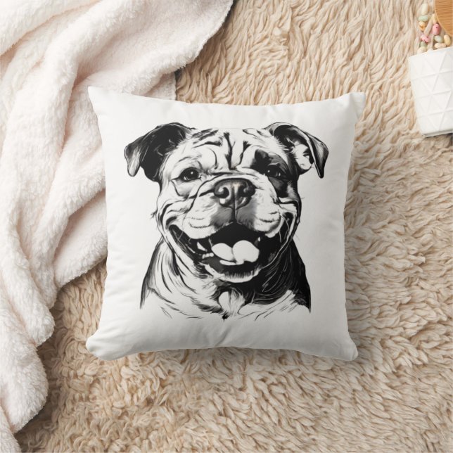 Coussin Anglais Bulldog B&W Silhouette (Couverture)