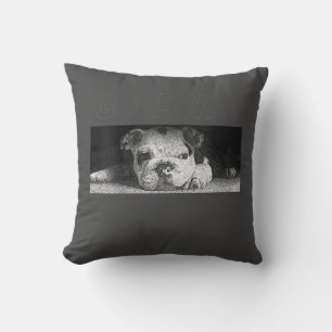 Coussin Anglais Bulldog Chiot Distances Sociales S'Éloigne